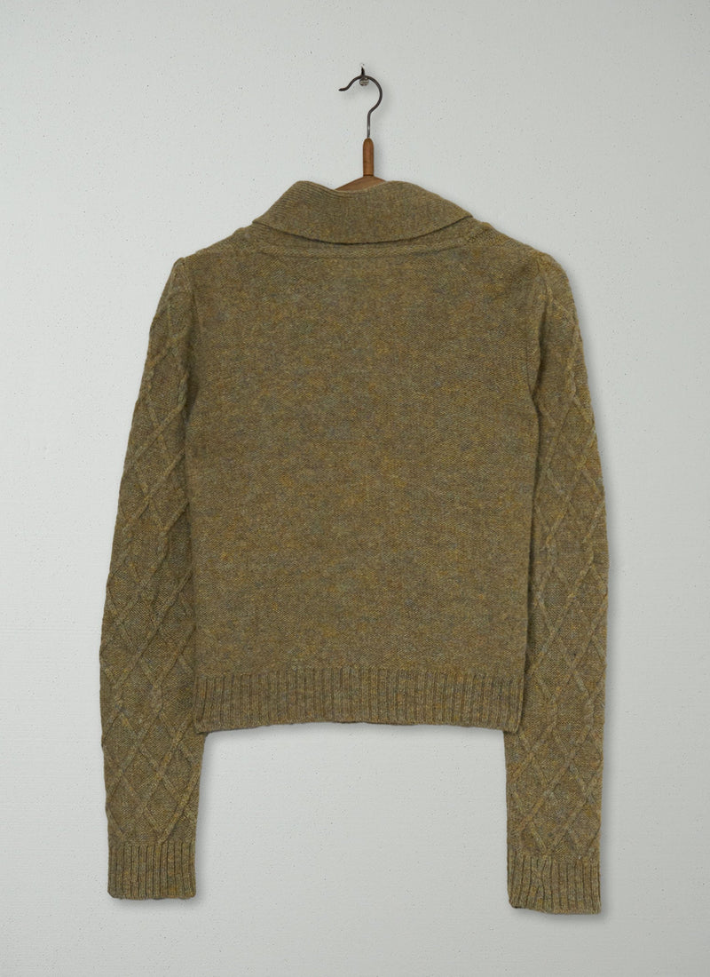 Reworn Shetland Cable Cardigan Size 8 (358) | Multi