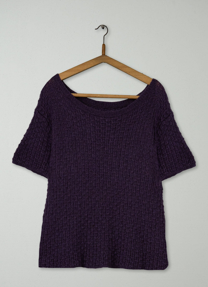 Reworn Short Sleeve Pullover Size 14 (532) | Aubergine