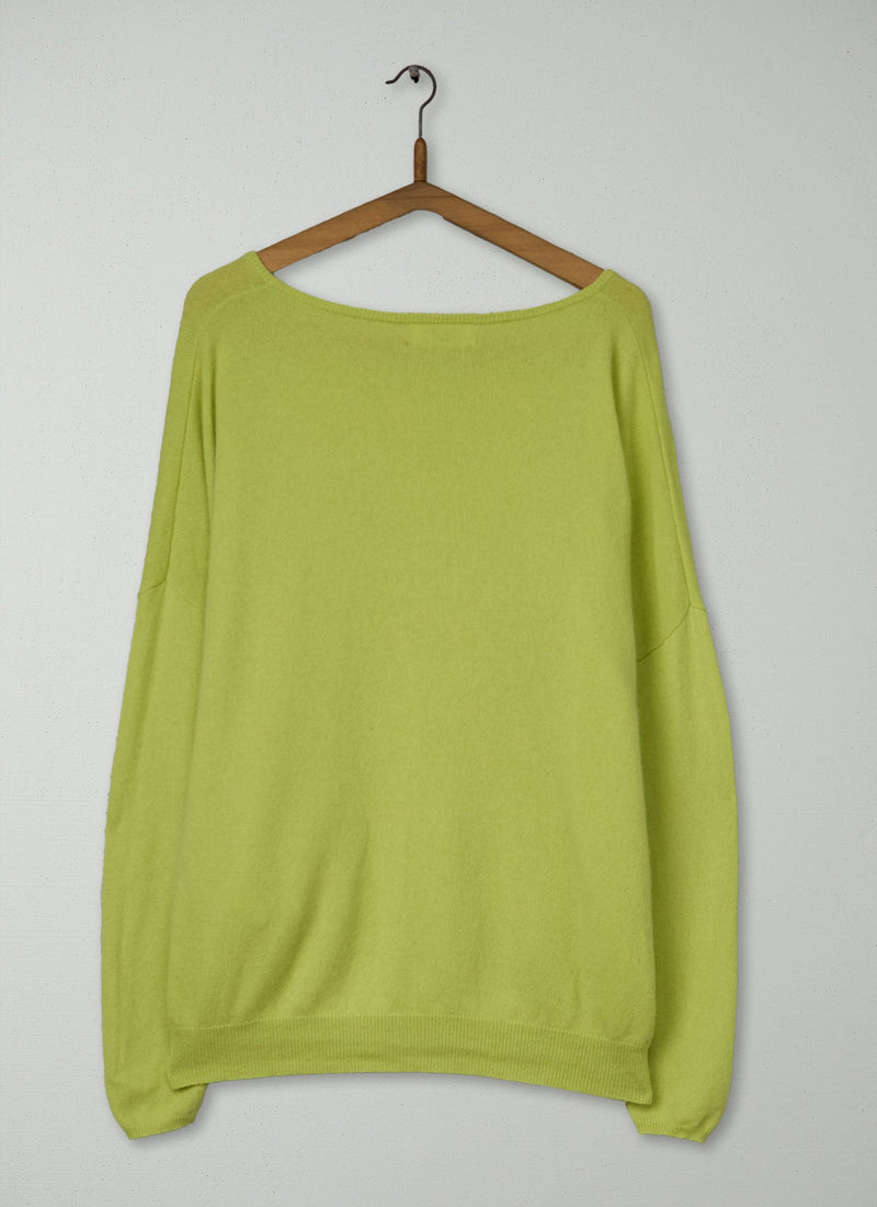 Reworn Draped Cashmere Sweater Size 12 (571) | Lime