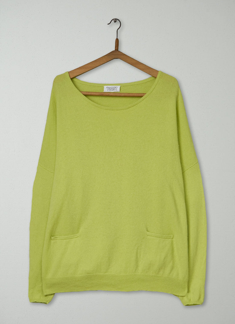 Reworn Draped Cashmere Sweater Size 12 (571) | Lime