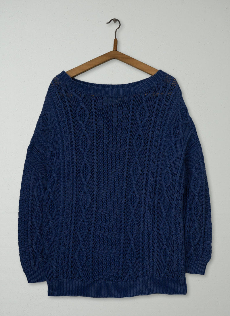 Reworn Cable Knit Sweater Size 8 (697) | Indigo