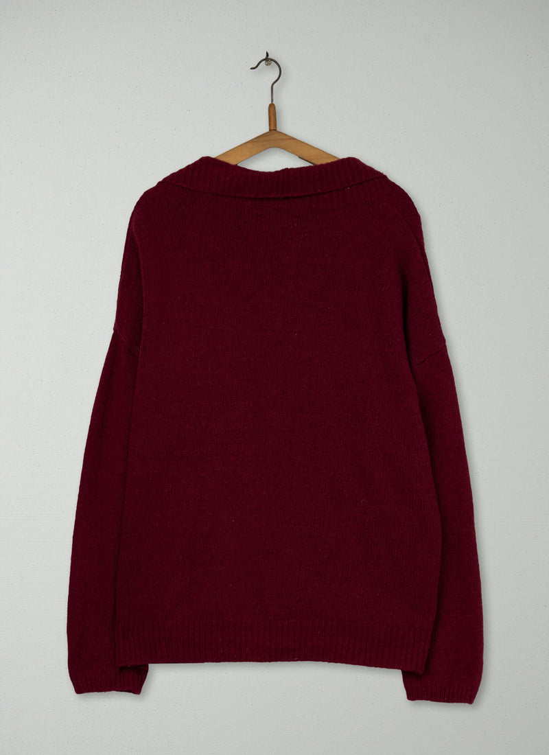 Reworn Cecile Cardigan Size 14 (418) | Burgundy