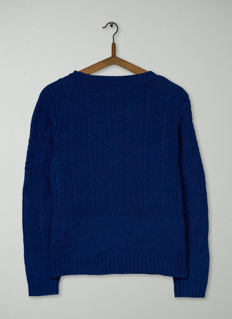 Reworn Cable Cardigan Size S (544) | Blue