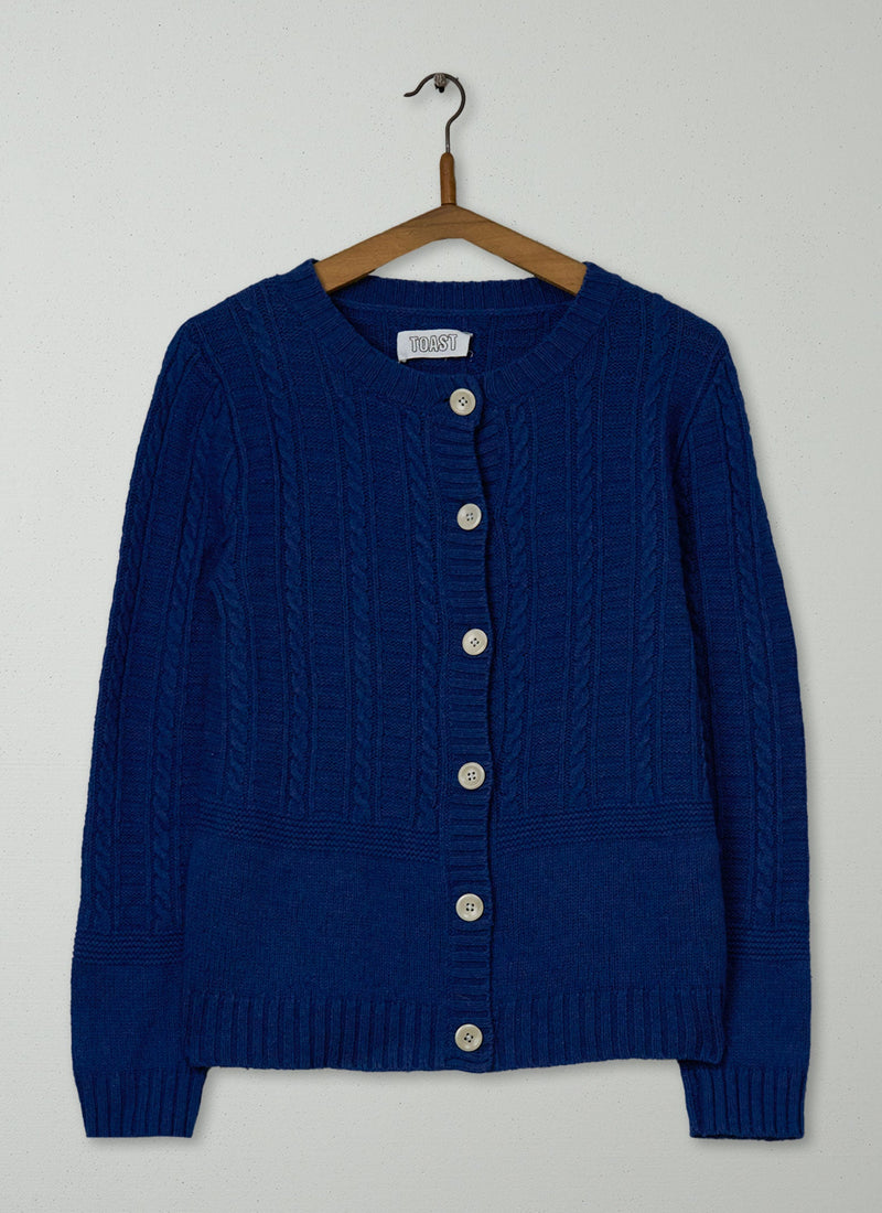 Reworn Cable Cardigan Size S (544) | Blue