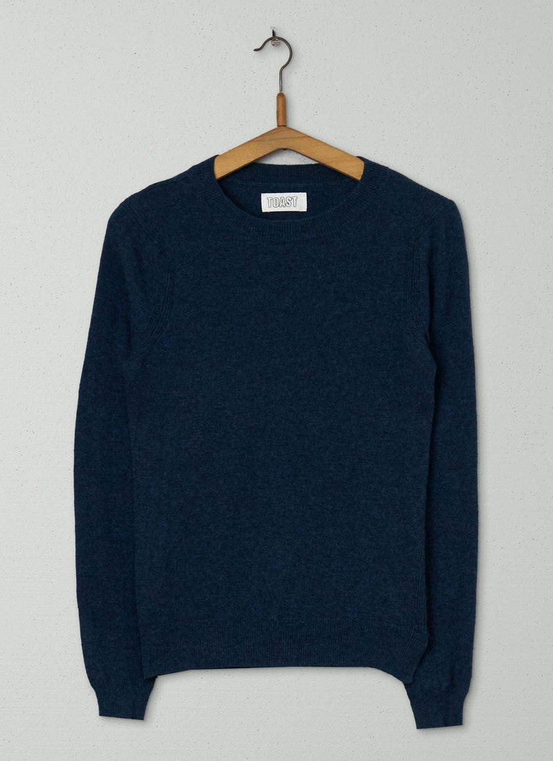 Reworn Lambswool Neat Pullover Size S (353) | Navy