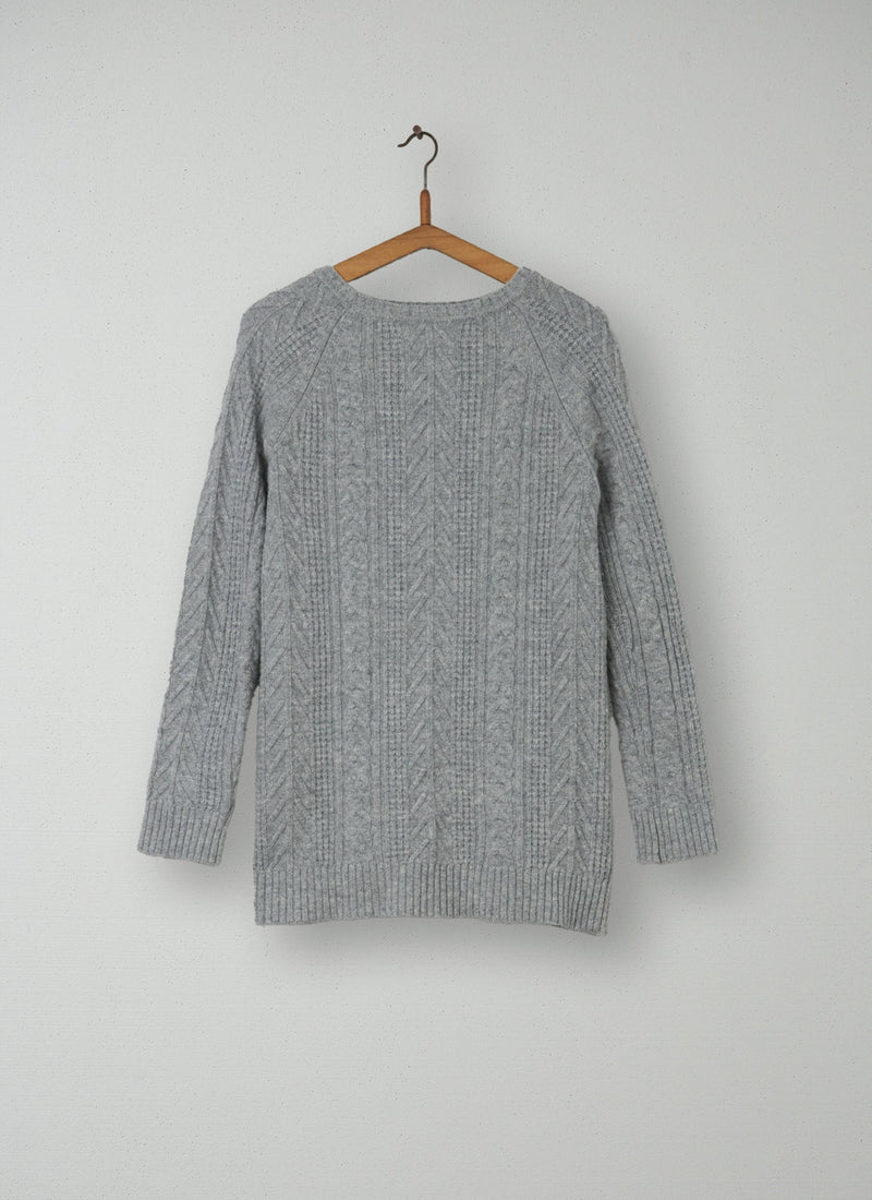 Reworn Cable Knit Sweater Size S (034) | Grey
