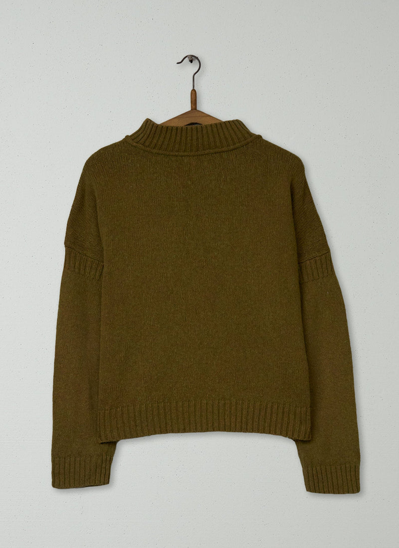 Reworn Wool Cotton Easy Pullover Size S (464) | Cumin