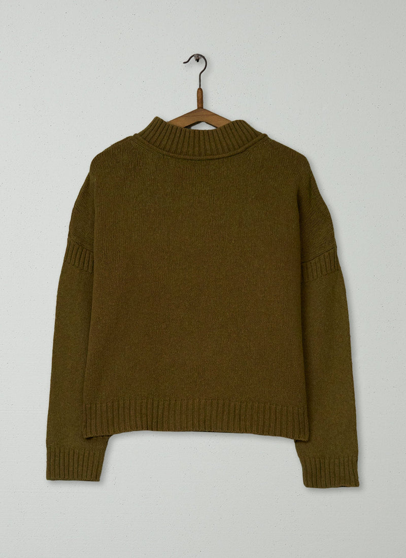 Reworn Wool Cotton Easy Pullover Size S (464) | Cumin