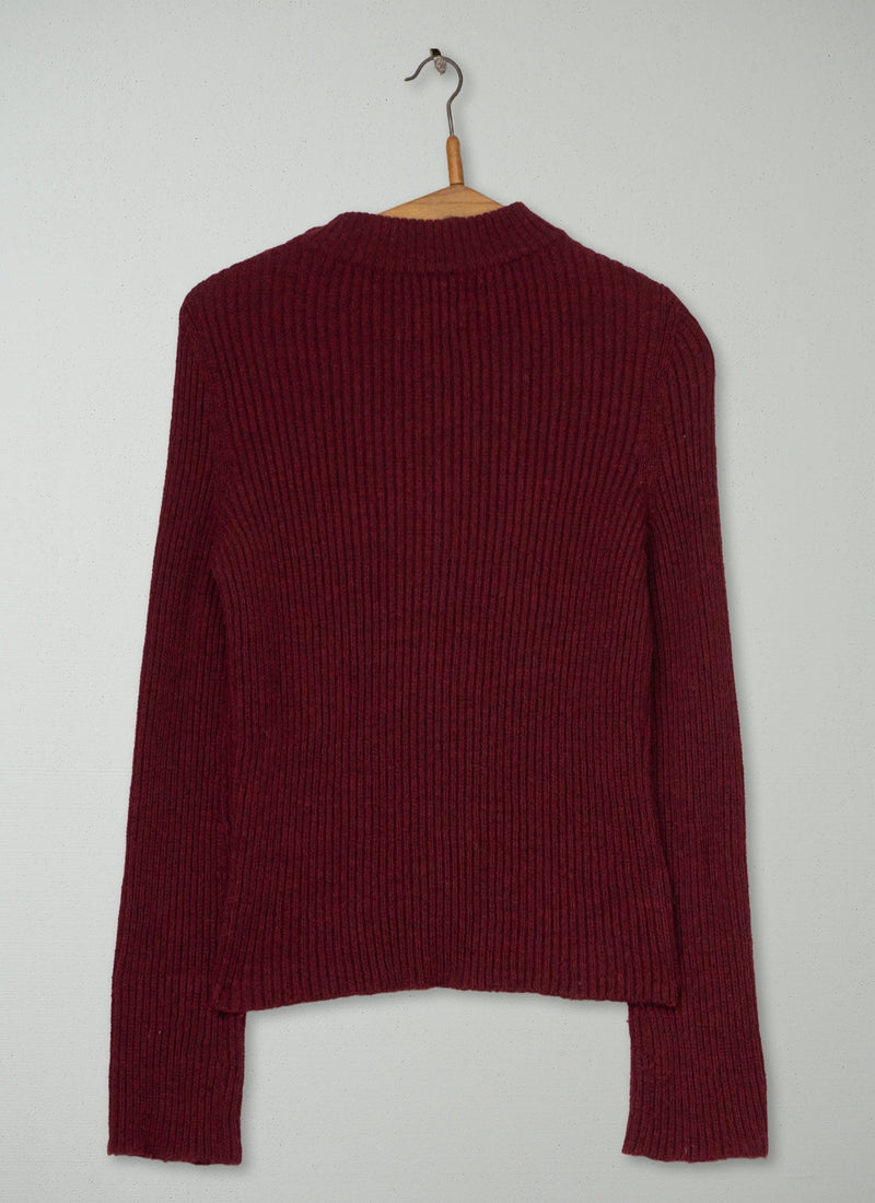 Reworn Button Shoulder Wool Sweater Size M (770) | Red
