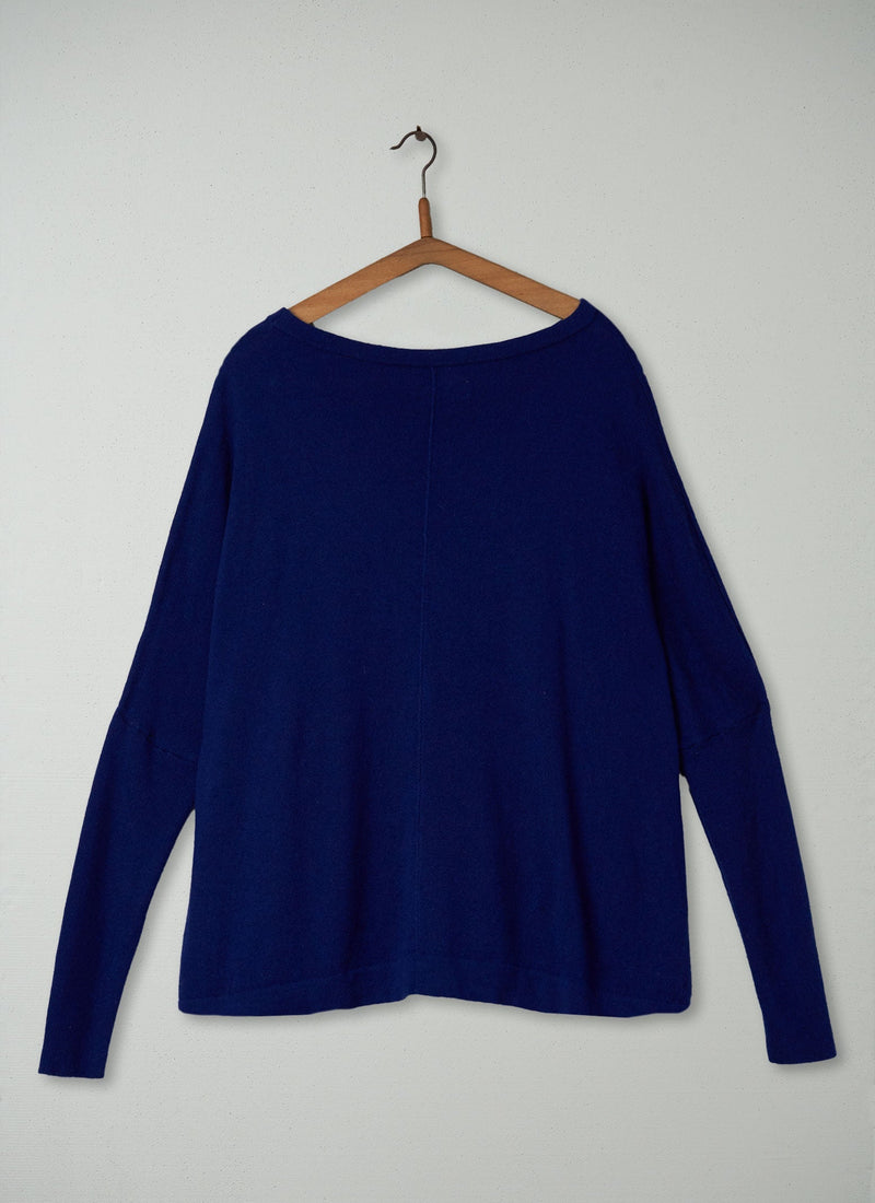 Reworn Cashmere Draped Pullover Size M (100) | Blue