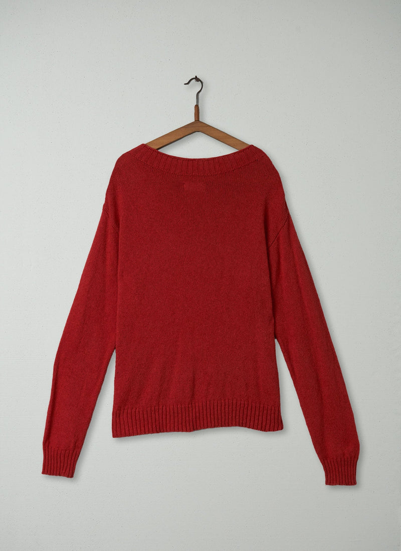 Reworn Lambswool Cotton Sweater Size L (089) | Sienna Red