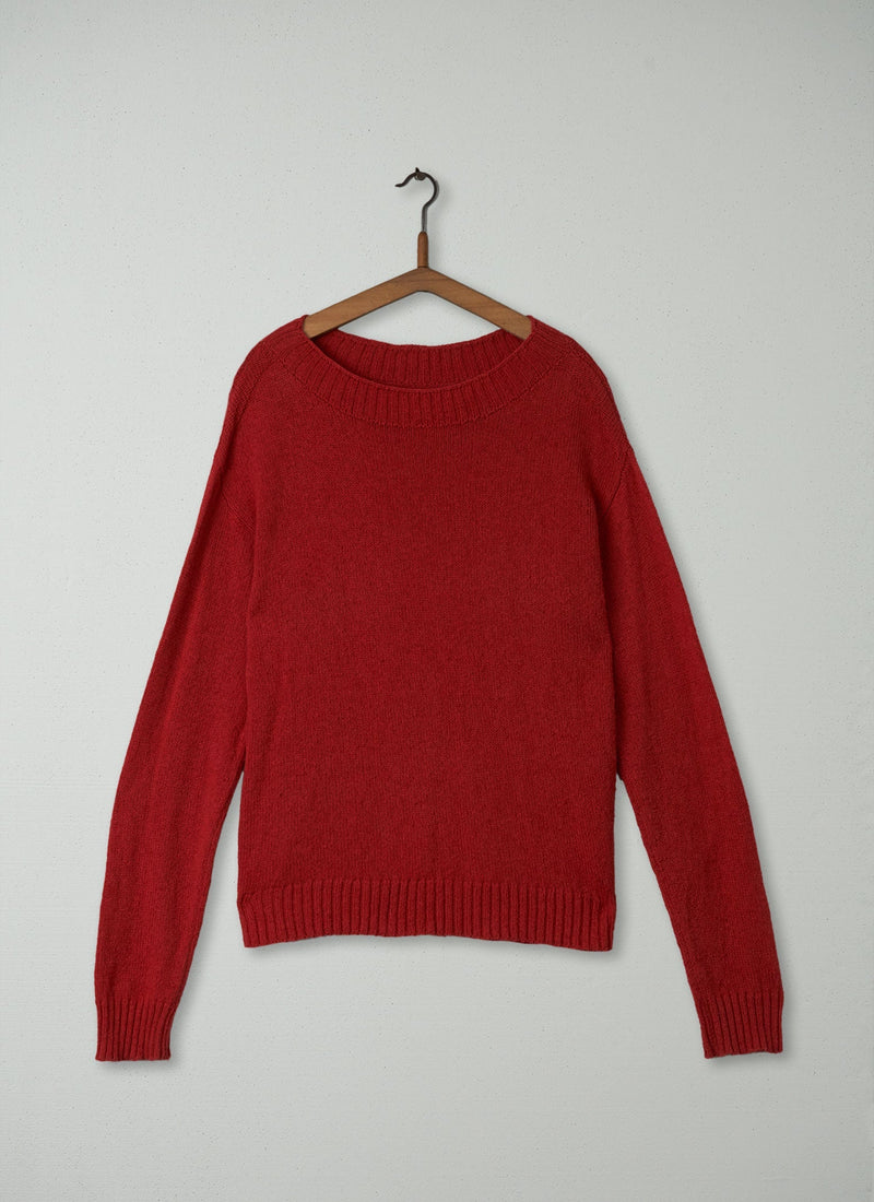 Reworn Lambswool Cotton Sweater Size L (089) | Sienna Red