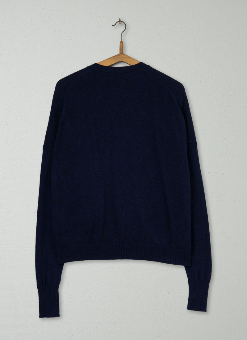 Reworn Wool Cashmere Cardigan Size SM (402) | Navy