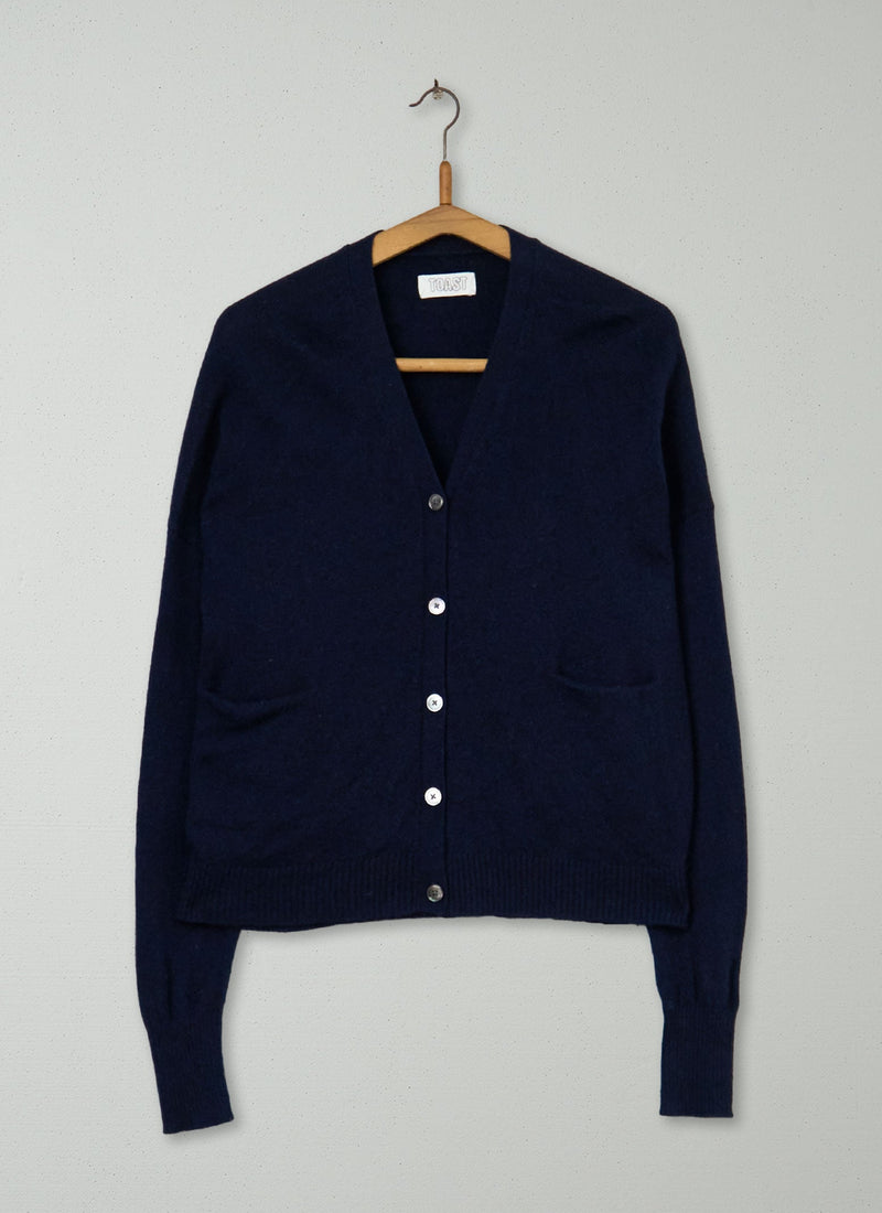 Reworn Wool Cashmere Cardigan Size SM (402) | Navy