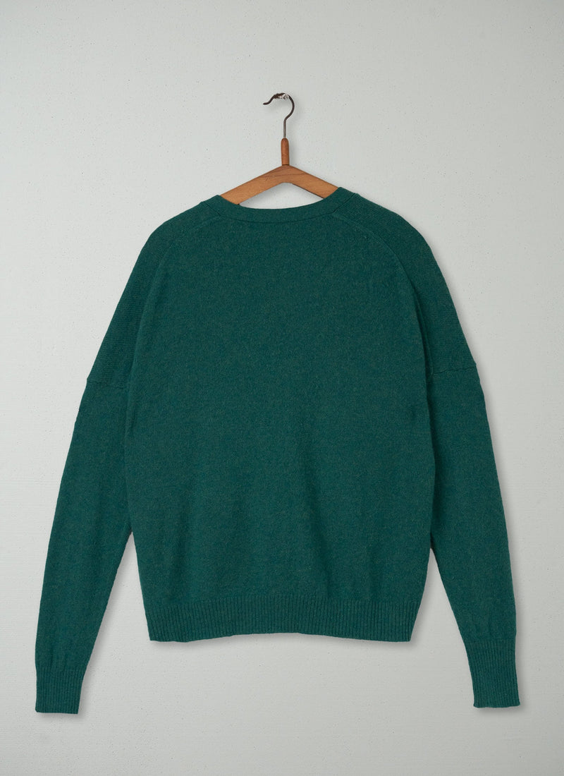 Reworn Wool Cashmere Cardigan Size SM (130) | Spruce Green