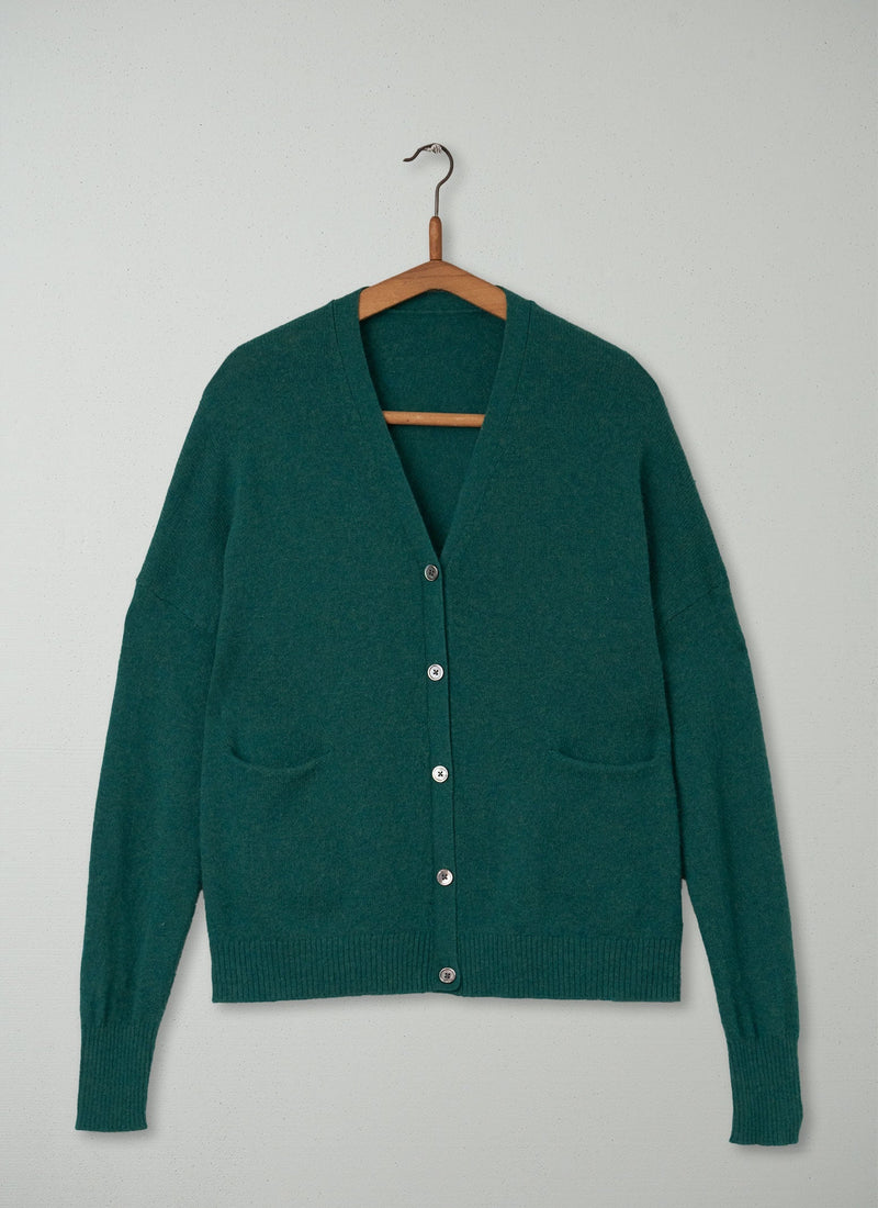 Reworn Wool Cashmere Cardigan Size SM (130) | Spruce Green