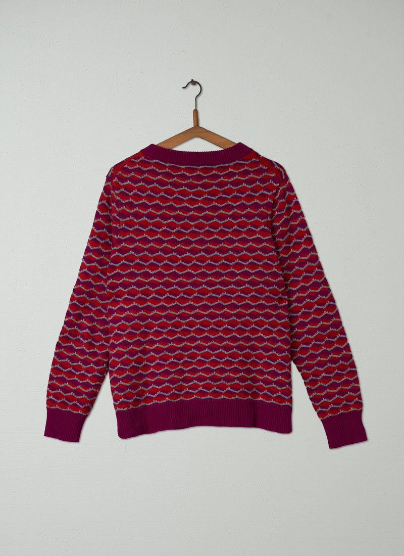 Reworn Jacquard Sweater Size XL (086) | Multi