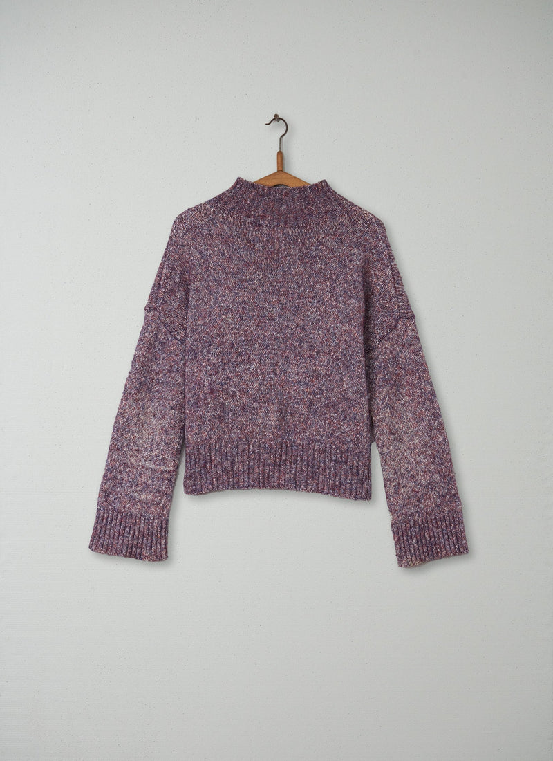 Reworn Alpaca Cotton Sweater Size XS (036) | Aubergine Melange