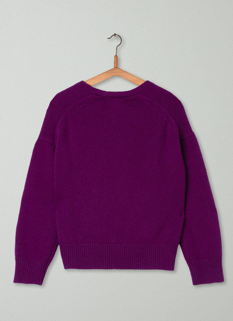 Reworn Merino V Neck Sweater Size XS (171) | Dark Magenta