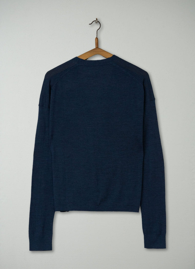 Reworn Merino Wrap Cardigan Size S (452) | Slate Blue