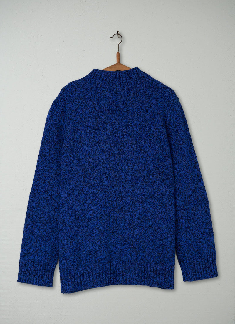 Reworn Slubby Wool Marl Sweater Size 14 (158) | Cobalt/Navy Marl