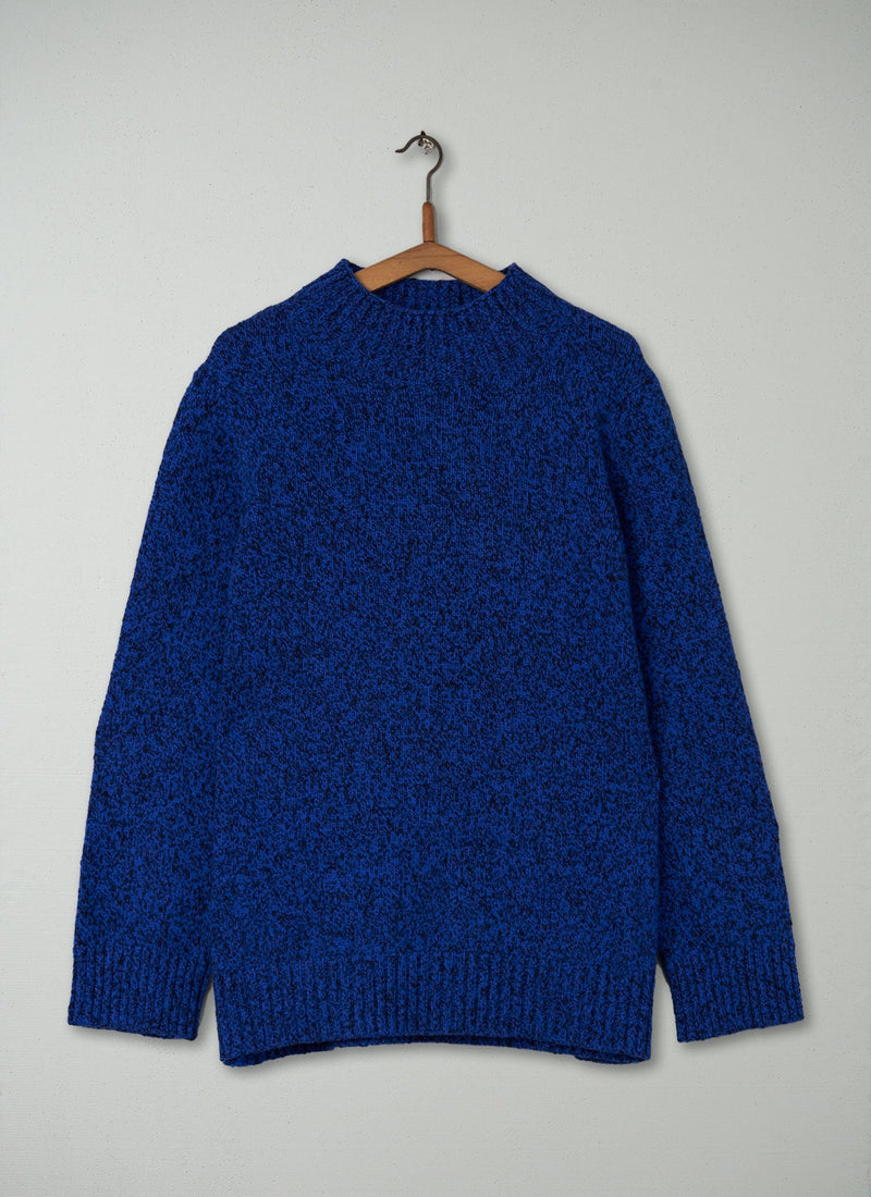 Reworn Slubby Wool Marl Sweater Size 14 (158) | Cobalt/Navy Marl