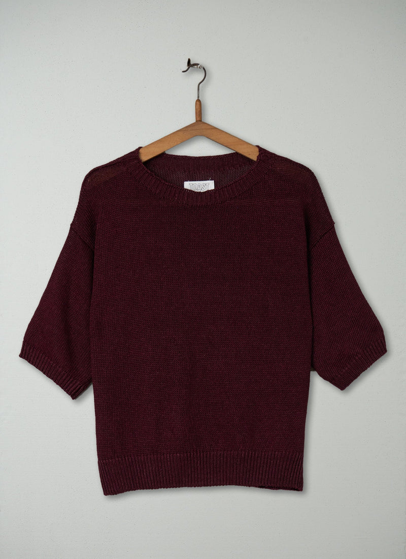 Reworn Half Sleeve Linen Sweater Size M (155) | Plum