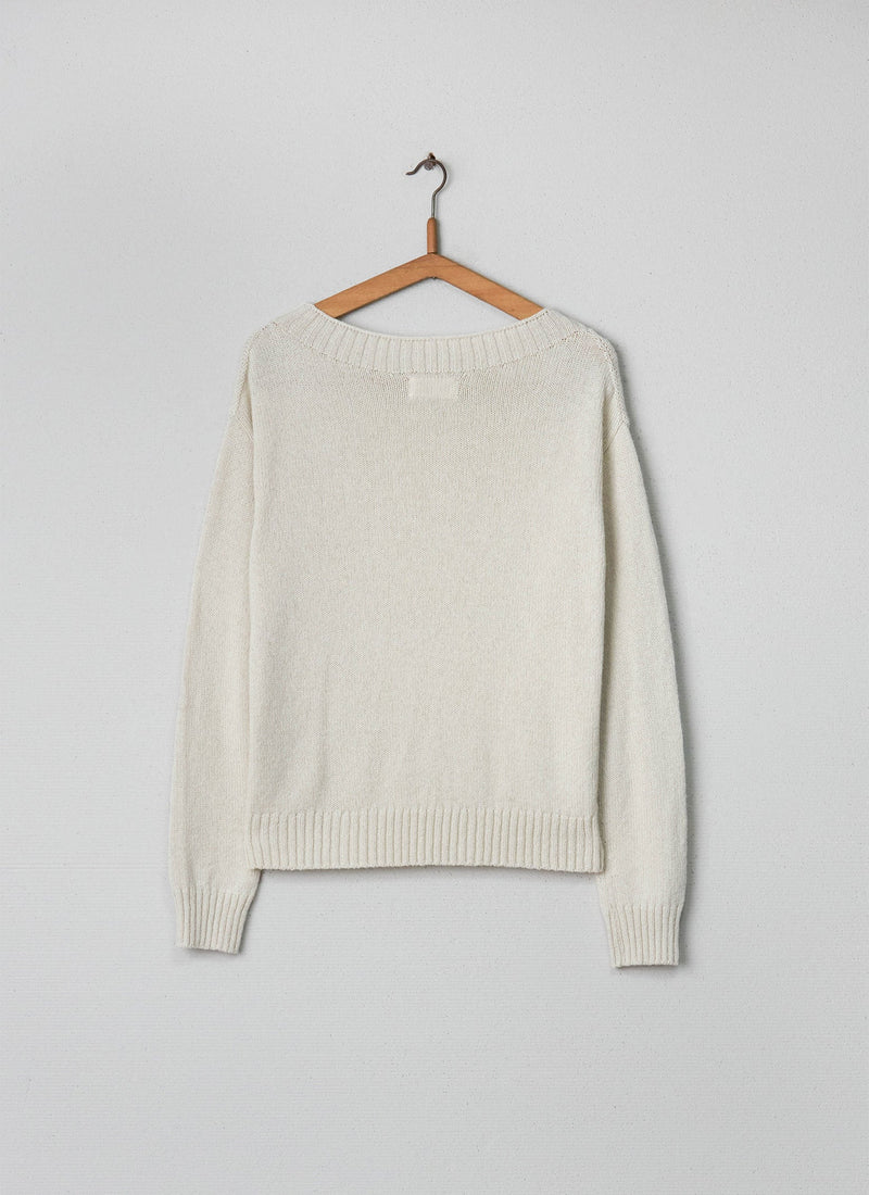 Reworn Lambswool Cotton Sweater Size M (014) | Parchment