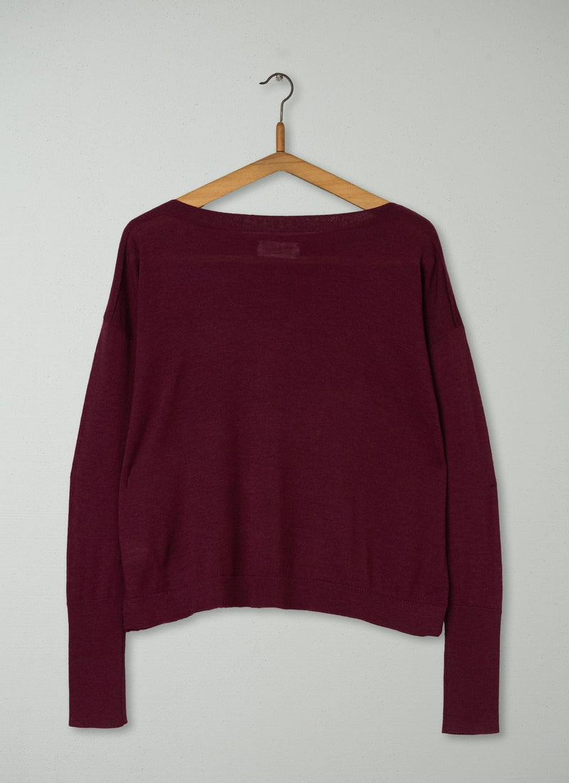 Reworn Lightweight Merino Sweater Size M (384) | Wine