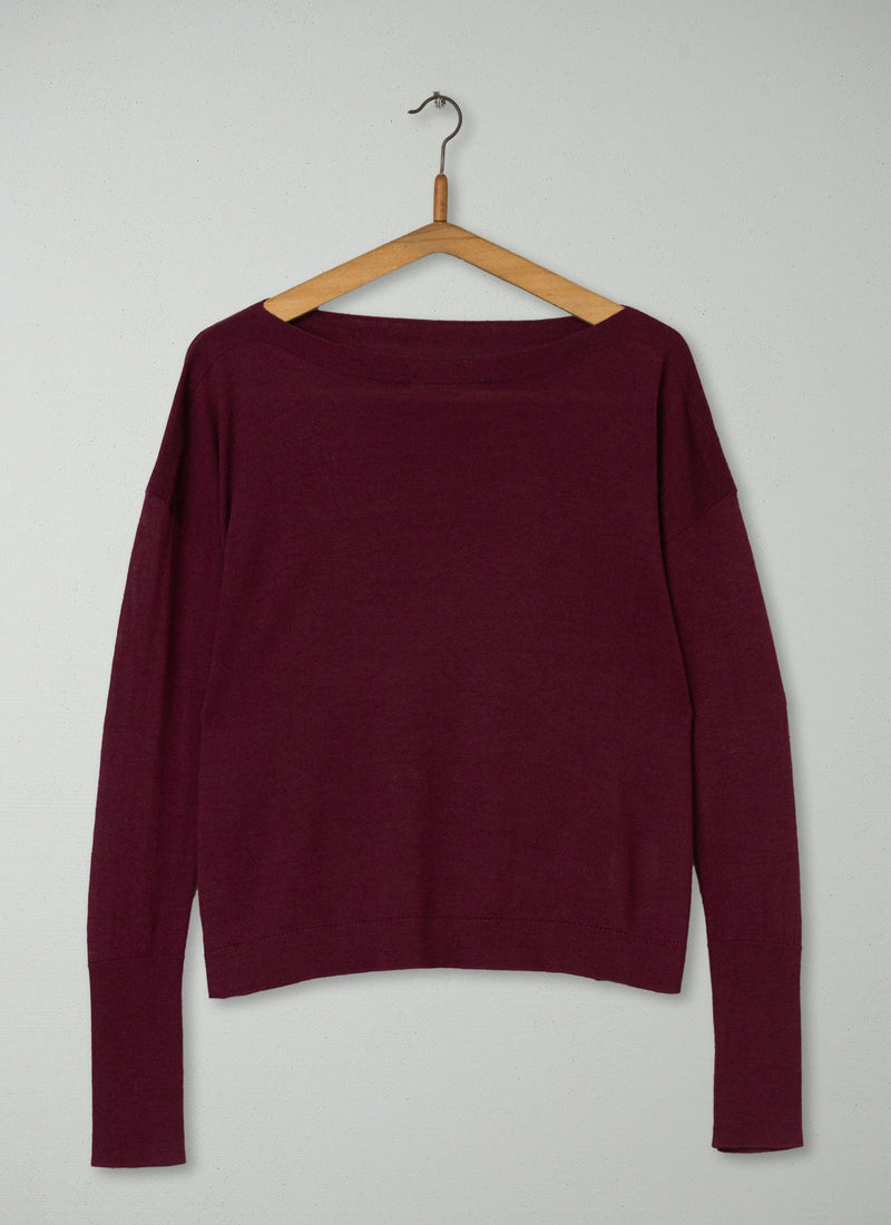 Reworn Lightweight Merino Sweater Size M (384) | Wine