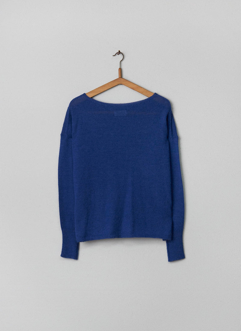 Reworn Alpaca Square Cut Sweater Size M (003) | Ink Blue