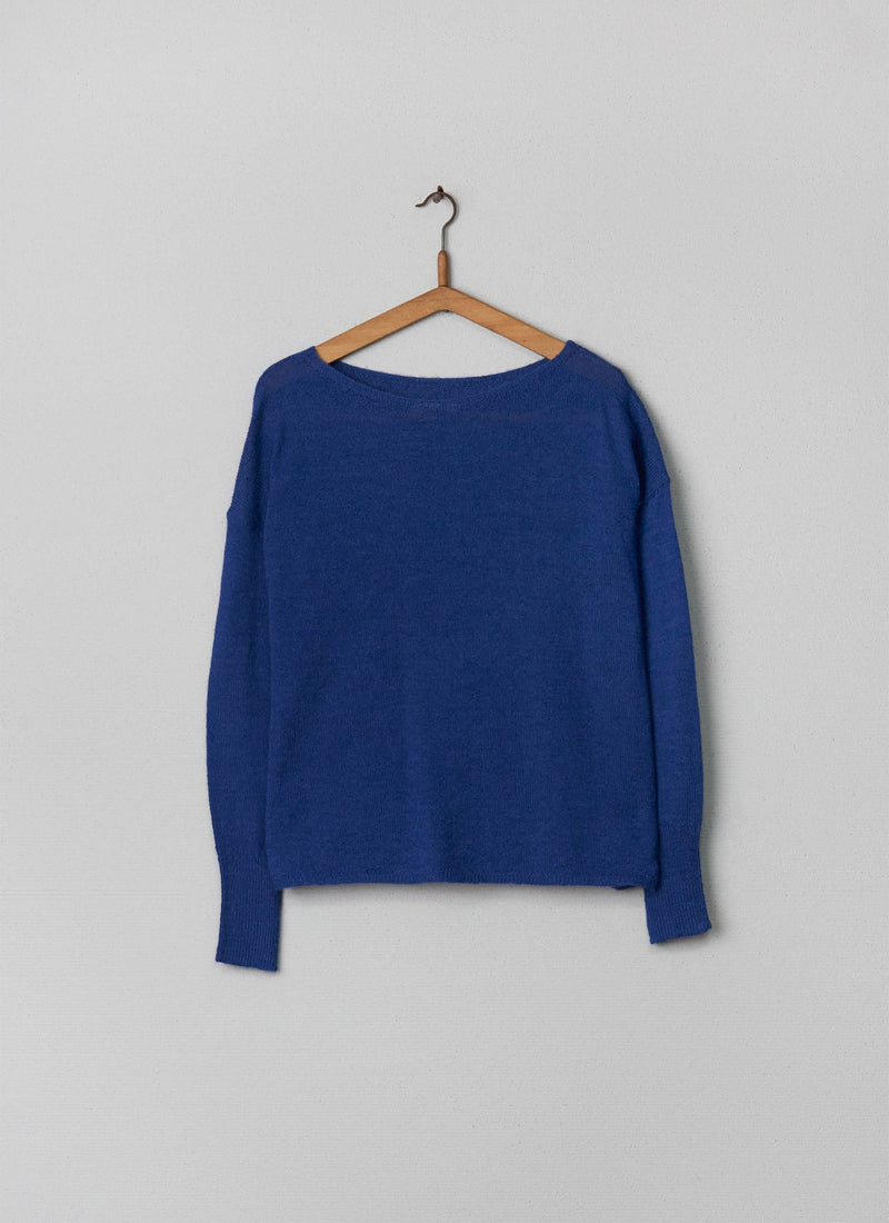 Reworn Alpaca Square Cut Sweater Size M (003) | Ink Blue