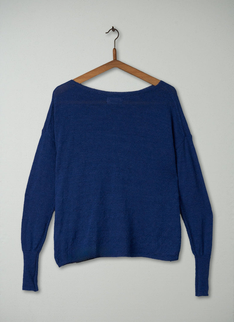 Reworn Square Cut Sweater Size M (102) | Blue