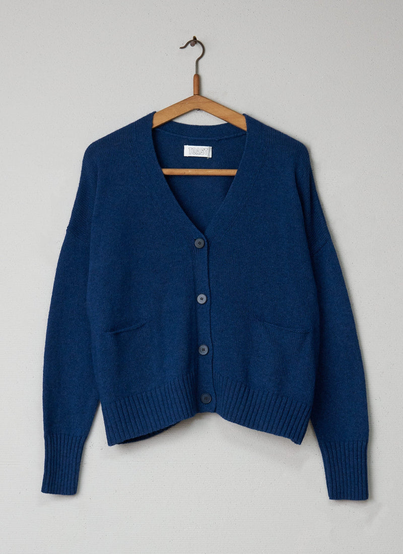 Reworn Wool Cotton Cardigan Size S/M (013) | Ink Blue