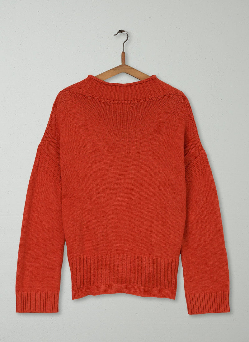 Reworn Wool Cotton Sweater Size S (148) | Orange