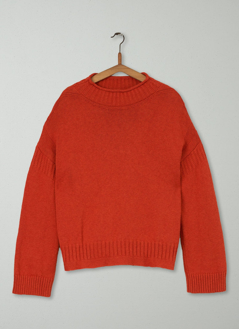 Reworn Wool Cotton Sweater Size S (148) | Orange