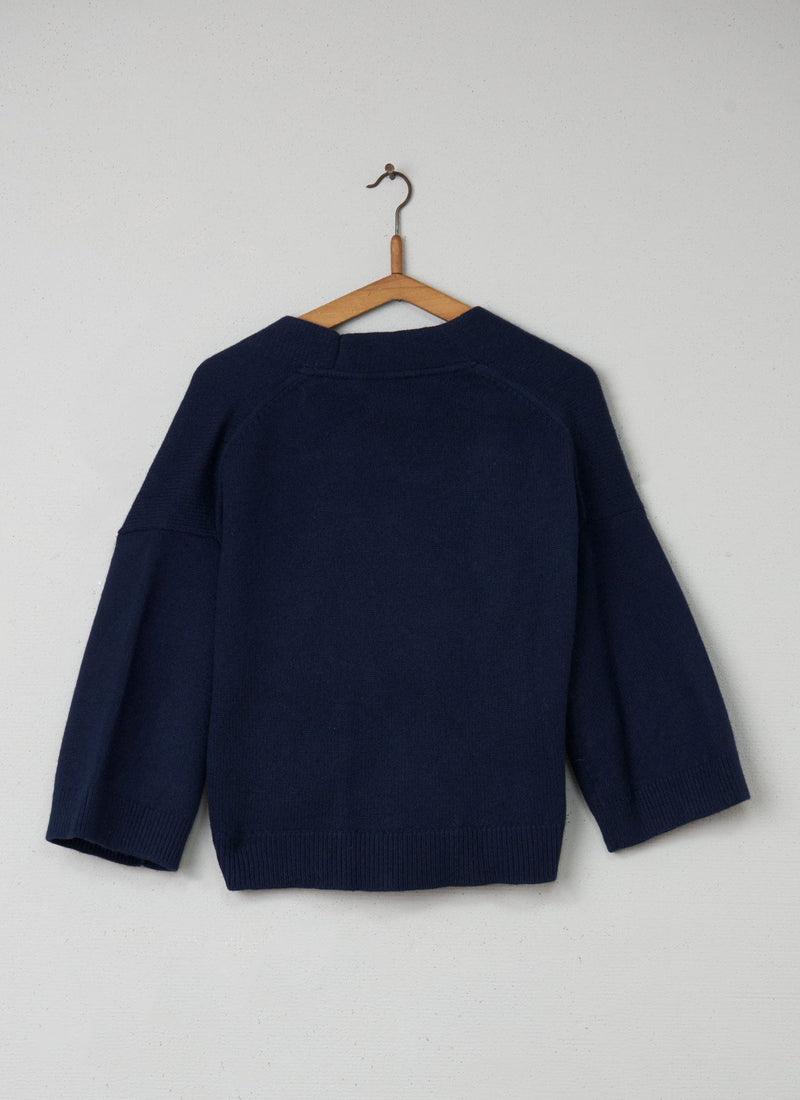 Reworn Wrap Cardigan size M (024) | Navy