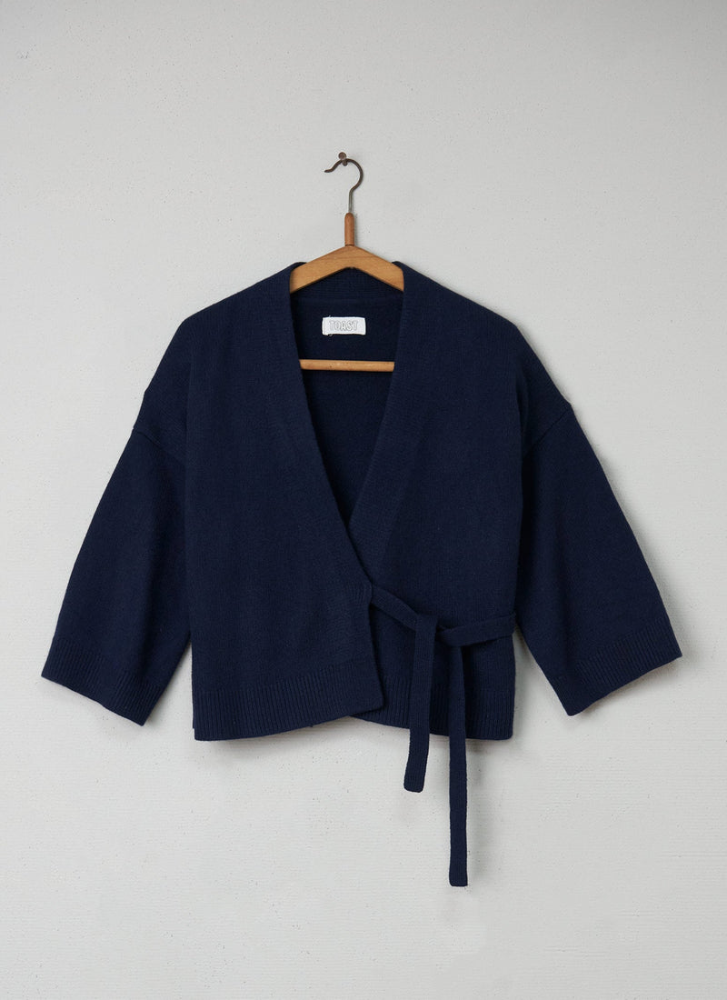 Reworn Wrap Cardigan size M (024) | Navy