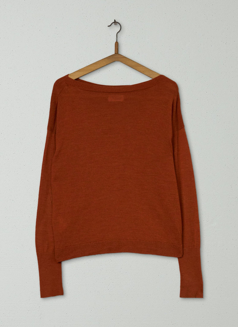 Reworn Lightweight Merino Sweater Size M (356) | Pumpkin