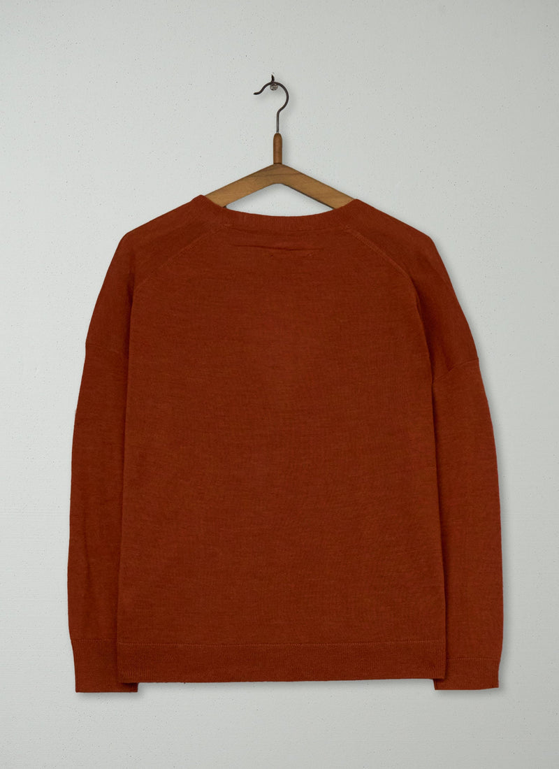 Reworn Lightweight Merino Cardigan Size M (416) | Pumpkin