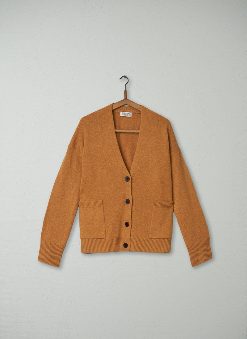 Reworn Cashmere Cardigan Size L (072) | Turmeric