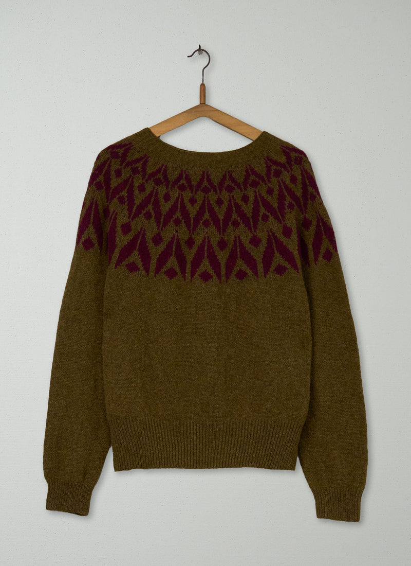 Reworn Chevron Yoke Sweater Size L (425) | Multi