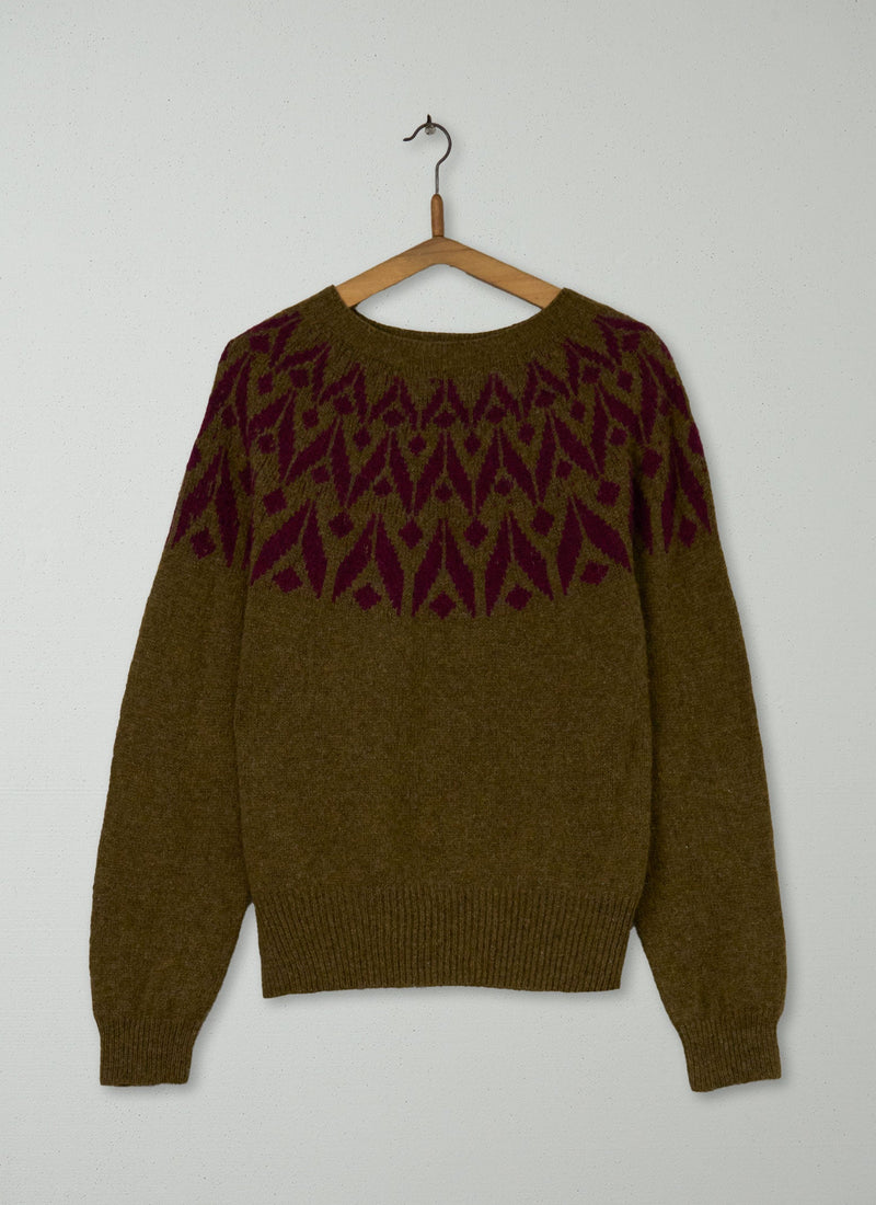 Reworn Chevron Yoke Sweater Size L (425) | Multi