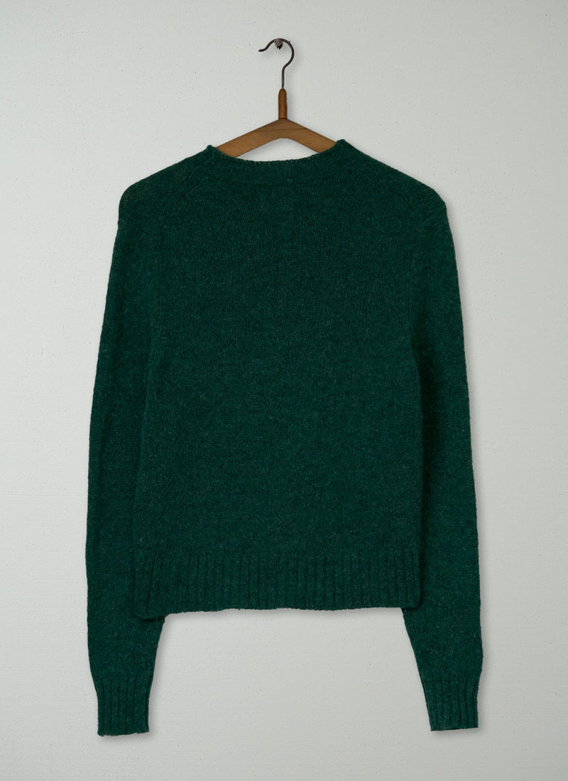 Reworn Wool Neat Cardigan Size M (531) | Jade