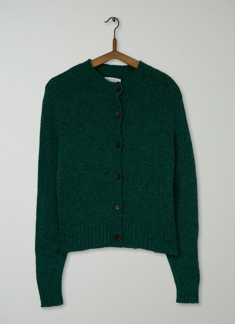 Reworn Wool Neat Cardigan Size M (531) | Jade