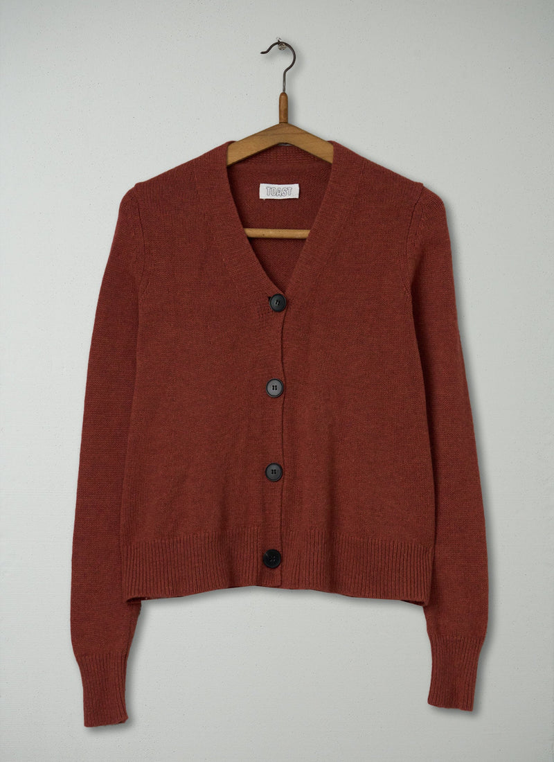 Reworn Merino Wool Cardigan size M (373) | Rust