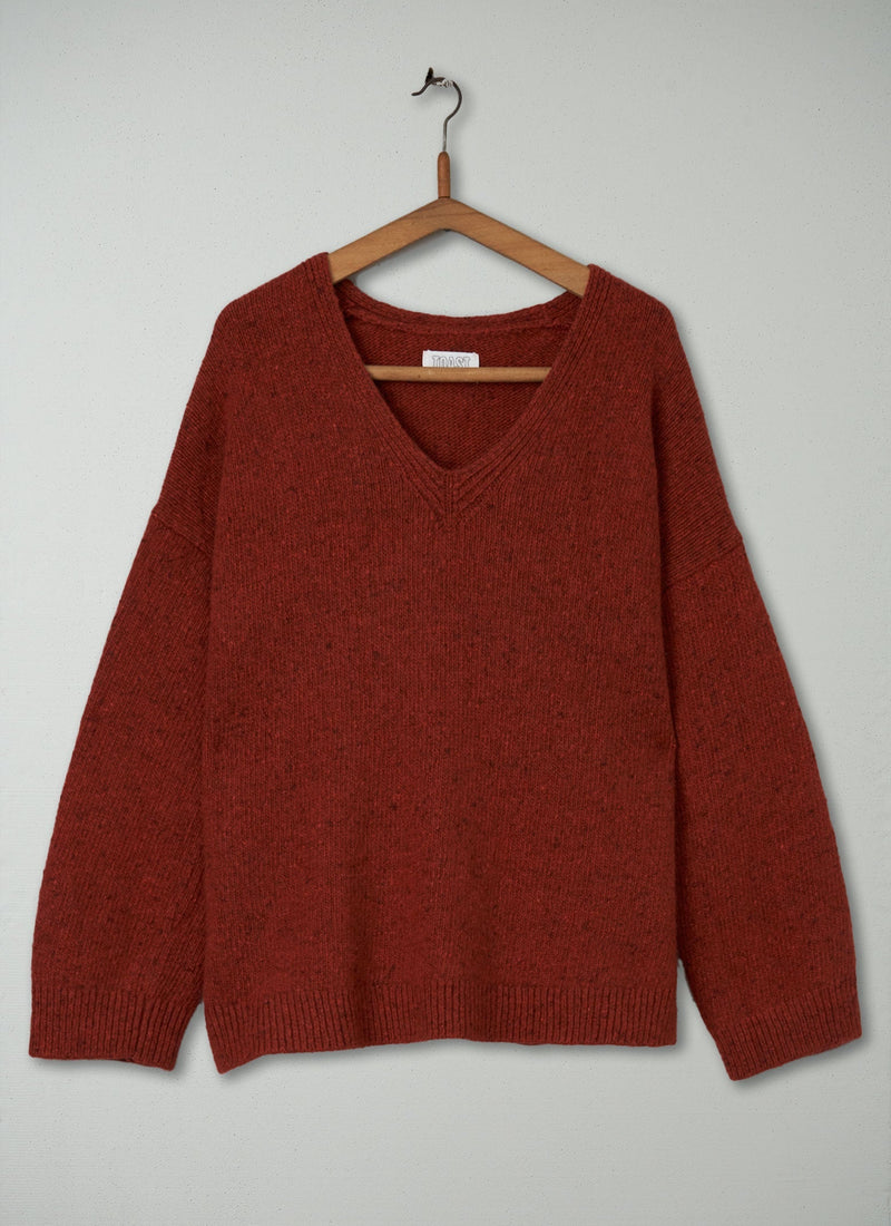 Reworn V Neck Wool Cashmere Sweater Size M (139) | Burnt Orange