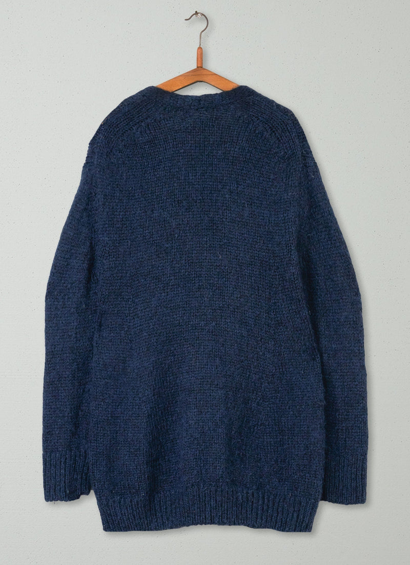 Reworn Alpaca Oversize Cardigan Size M (170) | Navy