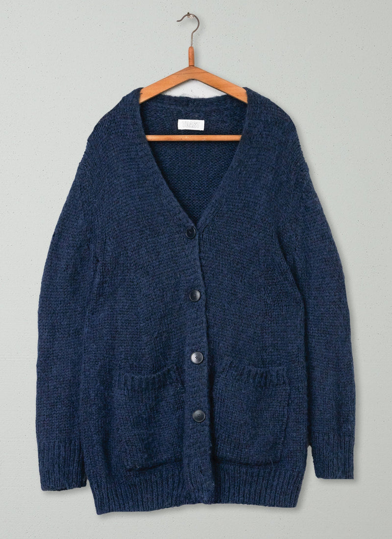 Reworn Alpaca Oversize Cardigan Size M (170) | Navy