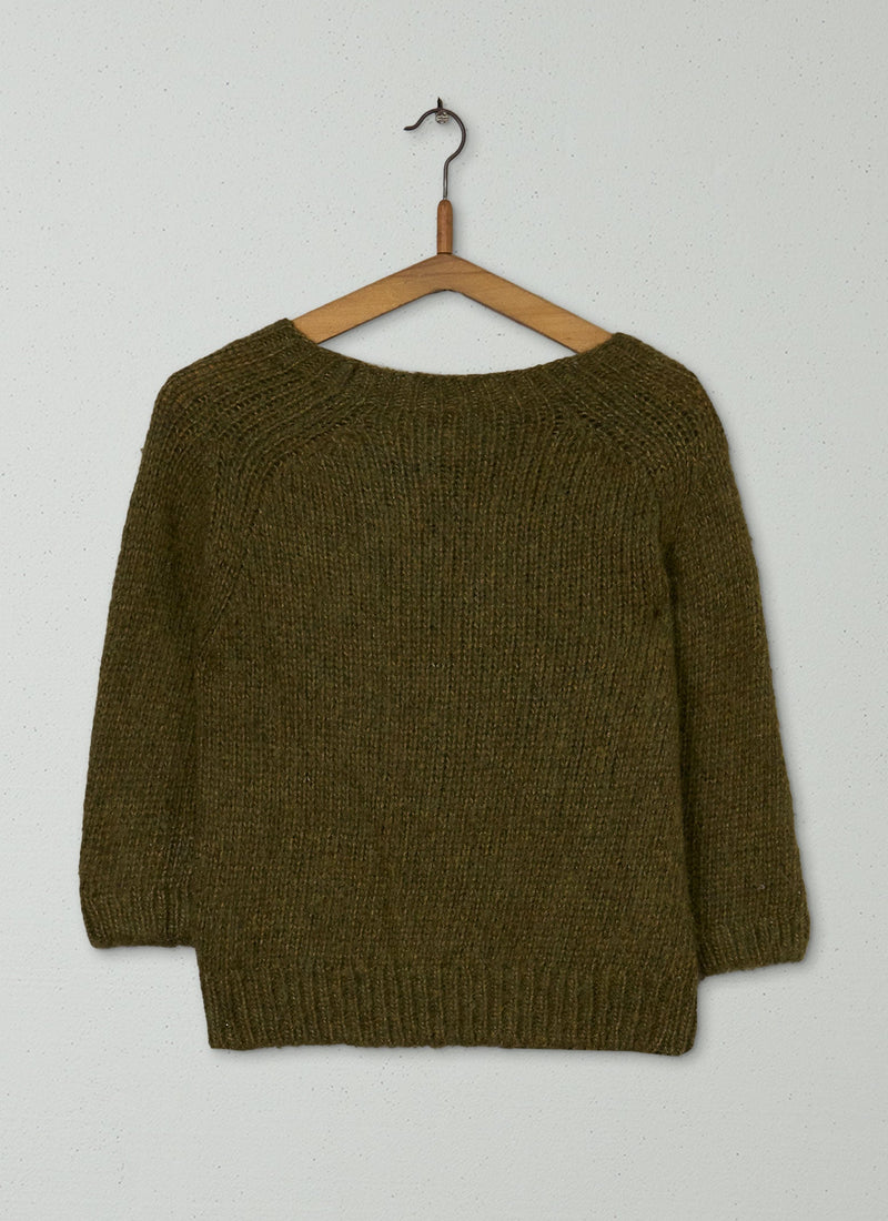 Reworn Alpaca Short Sleeved Sweater Size XS (359) | Olive
